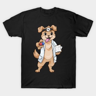 Dog as doctor with pills and notepad T-Shirt